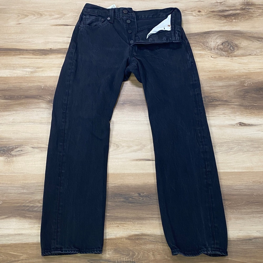 Levi's 501 Jeans Size 28x28 Straight Leg 100% Cotton Black Denim Mens